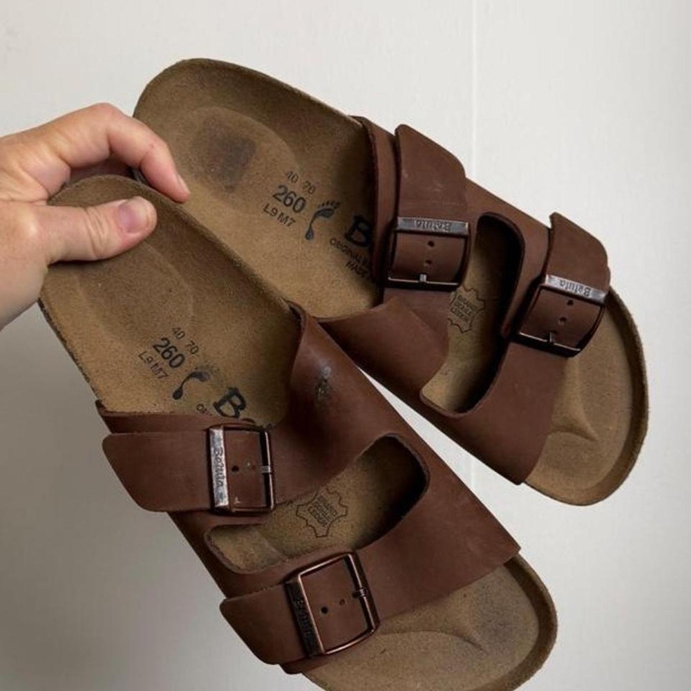 Birkenstock Betula Arizona Brown Leather Two Strap Sandals Women 9 EU 40